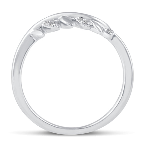 Feather Wavy Leaf Pave Ring in 925 Sterling Silver - Prime and Pure