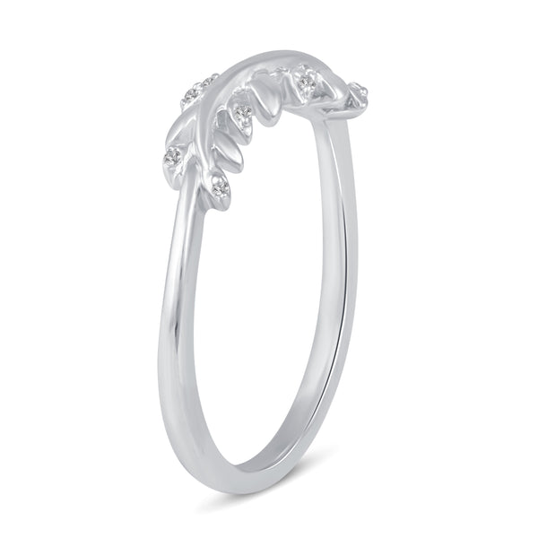 Feather Wavy Leaf Pave Ring in 925 Sterling Silver  Jewelry primeandpure