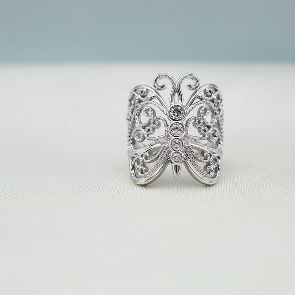 Filigree Butterfly Ring in 925 Sterling Silver