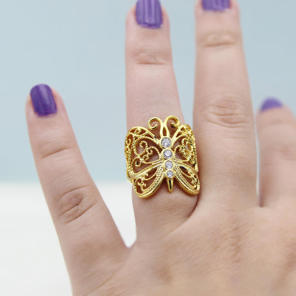 Filigree Butterfly Ring in 925 Sterling Silver