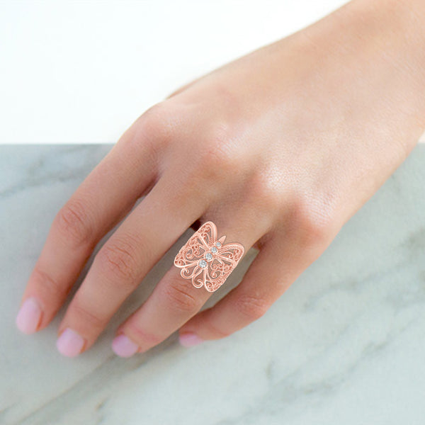 Filigree Butterfly Ring in 925 Sterling Silver - Prime and Pure