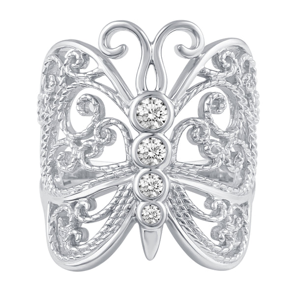 Filigree Butterfly Ring in 925 Sterling Silver - Prime and Pure