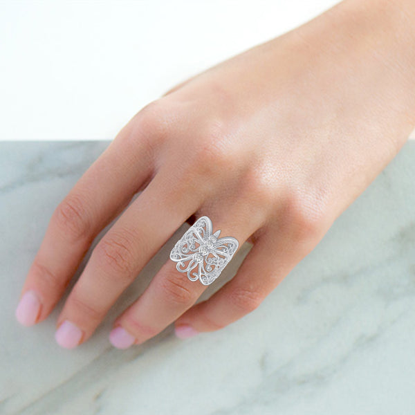 Filigree Butterfly Ring in 925 Sterling Silver - Prime and Pure
