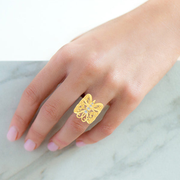 Filigree Butterfly Ring in 925 Sterling Silver - Prime and Pure