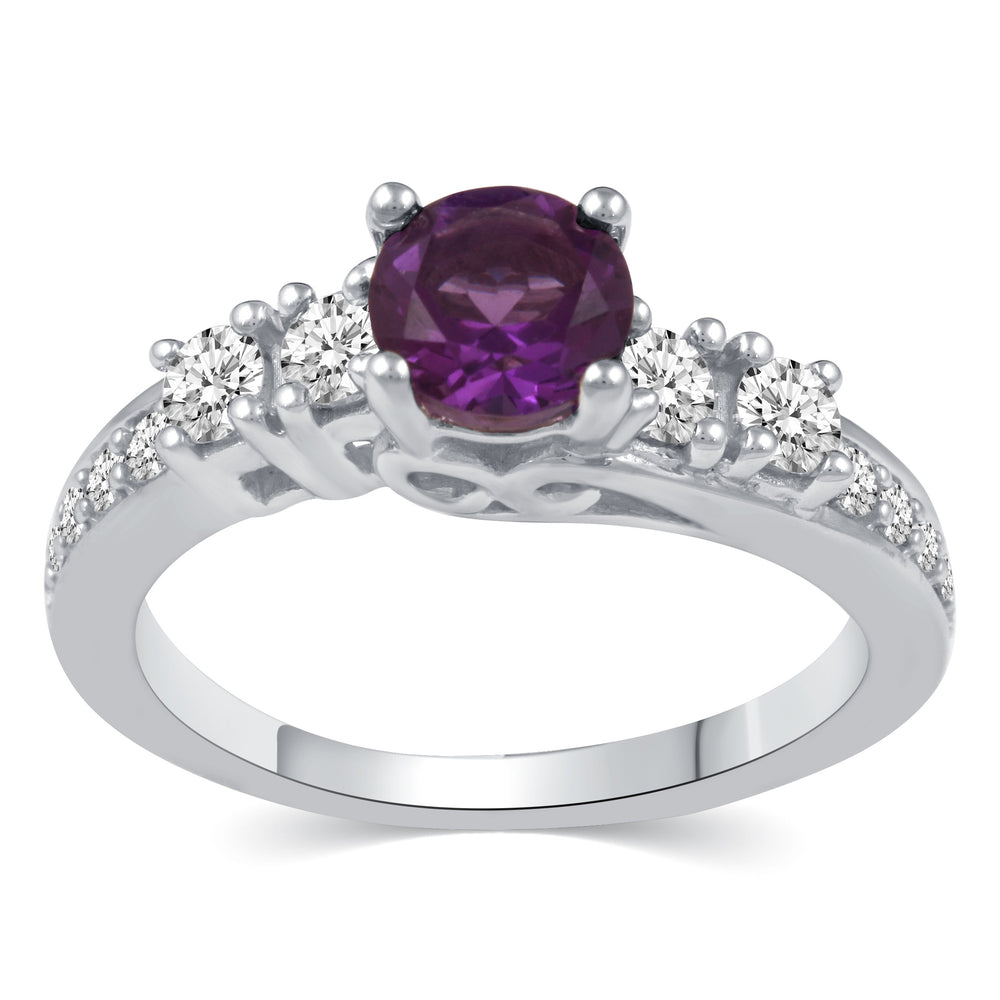Synthetic Amethyst Ring in 925 Sterling Silver