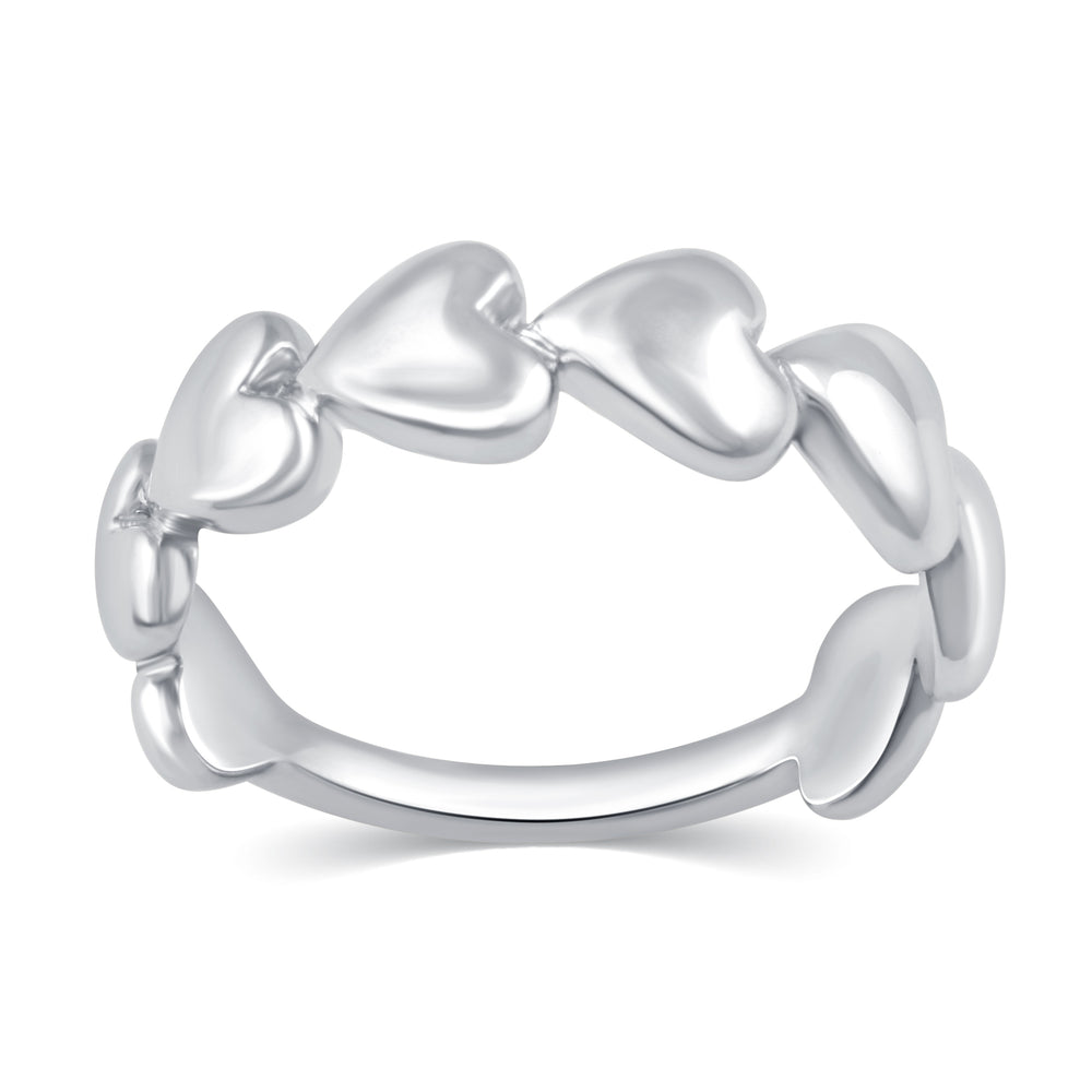 Stackable Heart Love Half Eternity Ring in 925 Sterling Silver