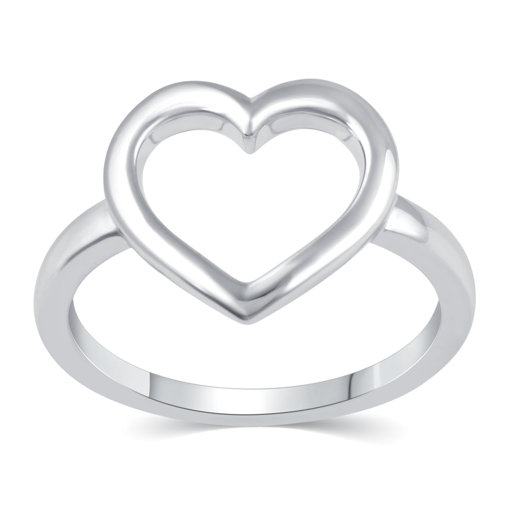 Open Heart Solid Plain Simple Love Ring in 925 Sterling Silver