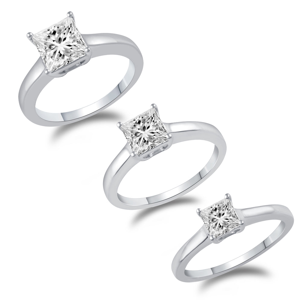 Princess Cut Solitaire Ring in 925 Sterling Silver