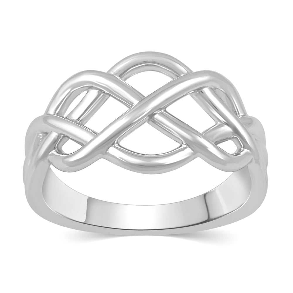 Eternity Bar Knot Wave Puzzle Ring in 925 Sterling Silver