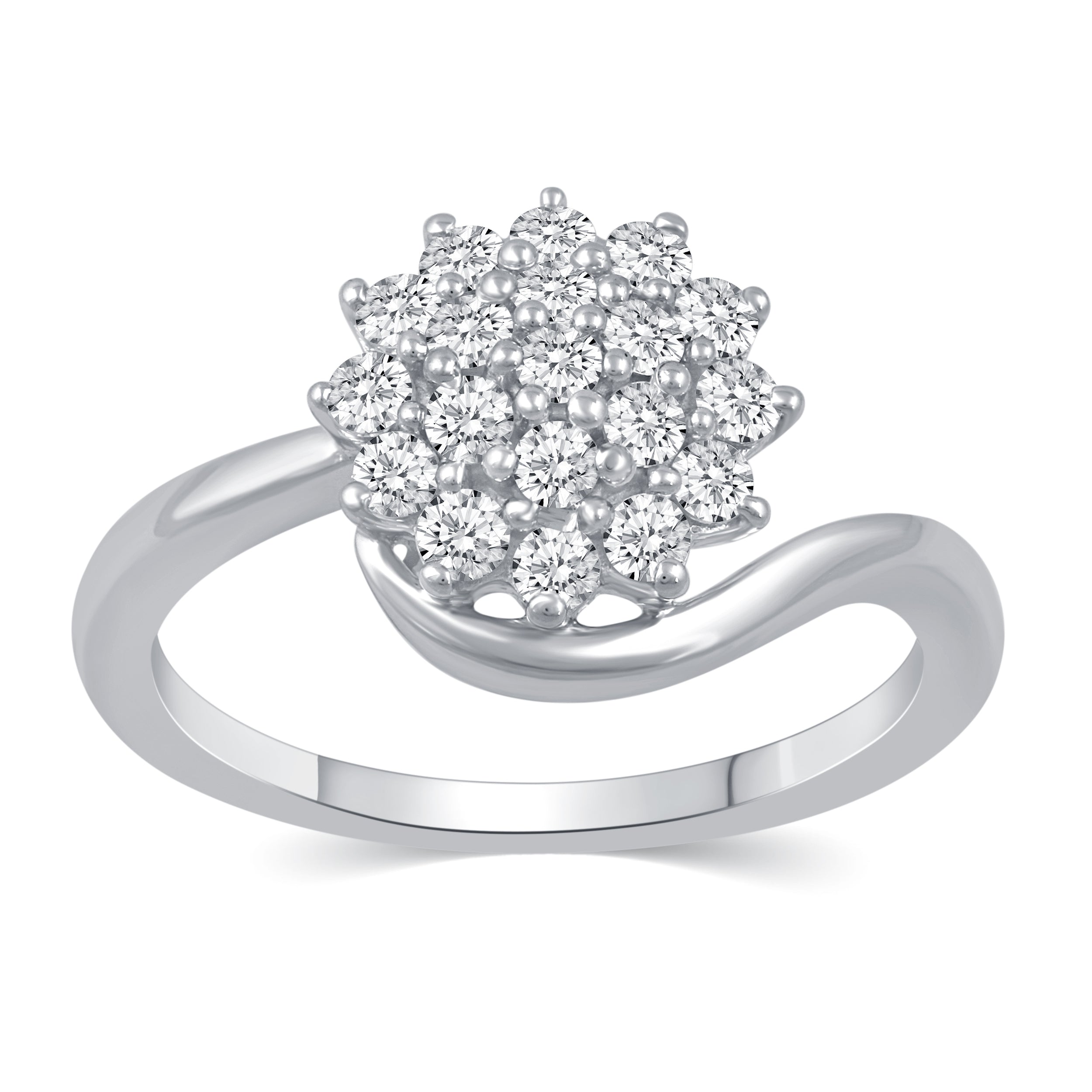 Cluster Flower Elegant Ring in 925 Sterling Silver Jewelry engagement beautiful