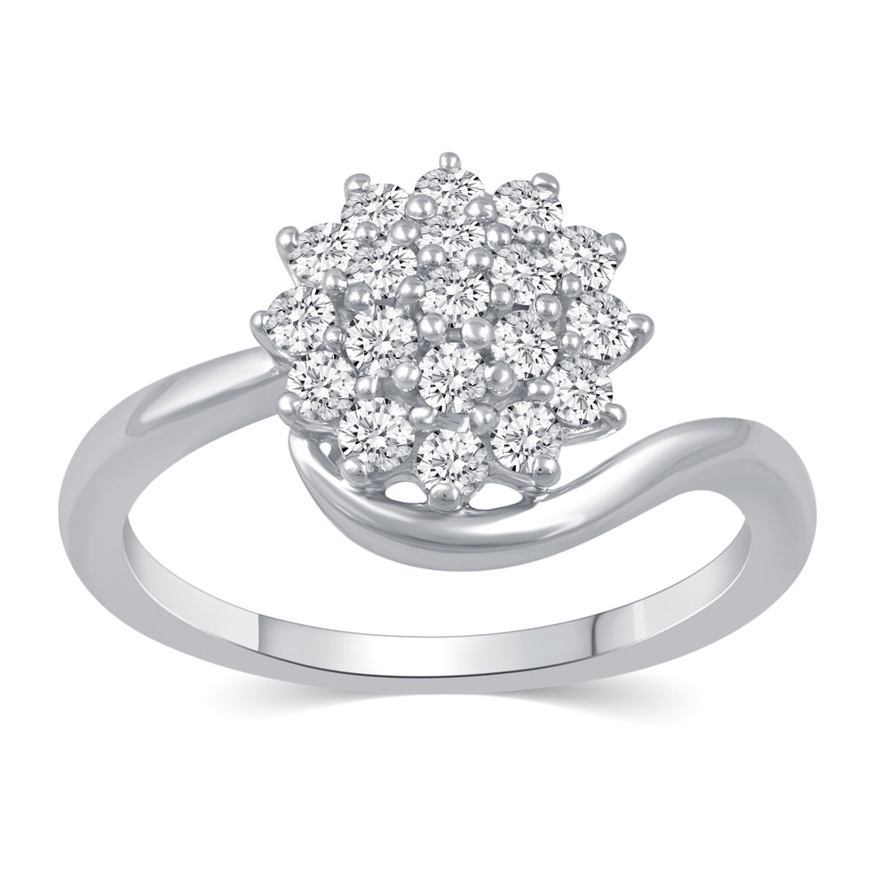 Cluster Flower Elegant Ring in 925 Sterling Silver
