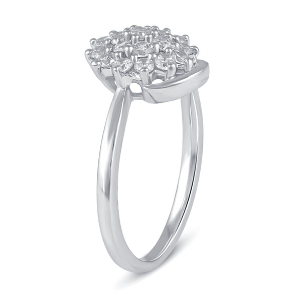 Cluster Flower Elegant Ring in 925 Sterling Silver Jewelry engagement beautiful