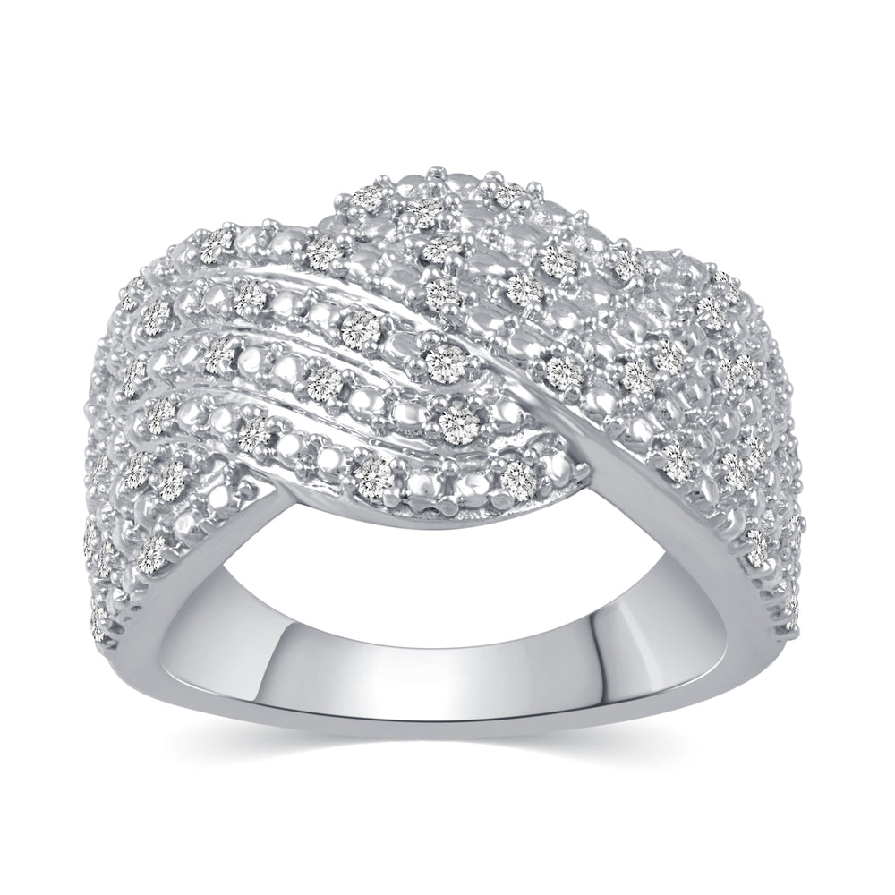 Twisted Wave Pave Cocktail Ring in 925 Sterling Silver