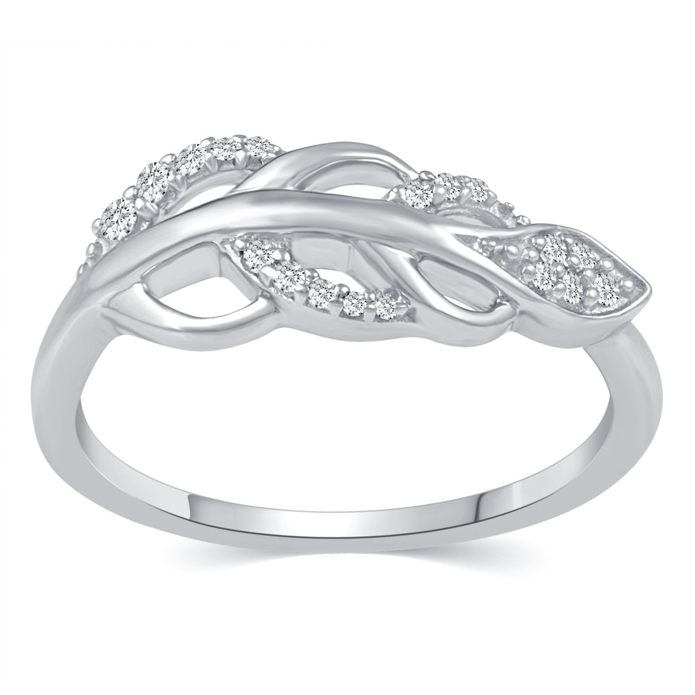 Feather Open Leaf Pave Ring in 925 Sterling Silver