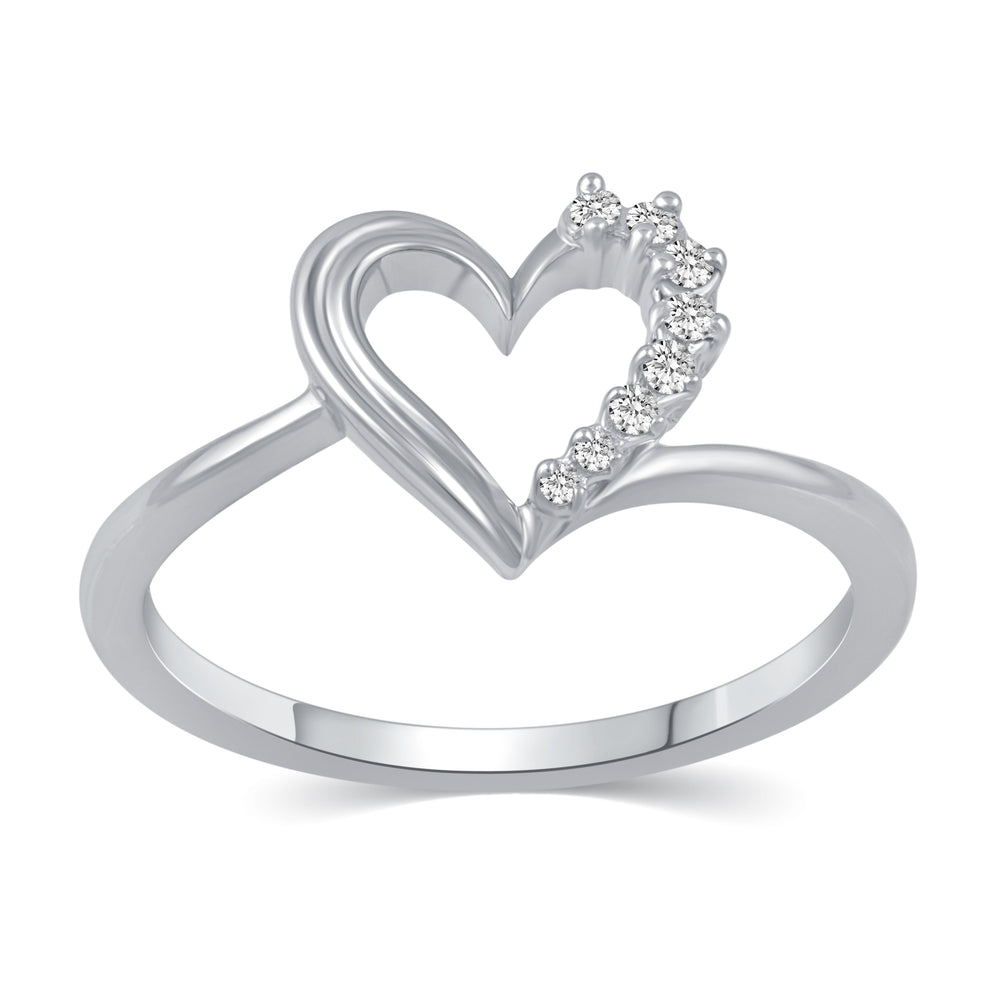 Open Heart Pave Wave Ring in 925 Sterling Silver