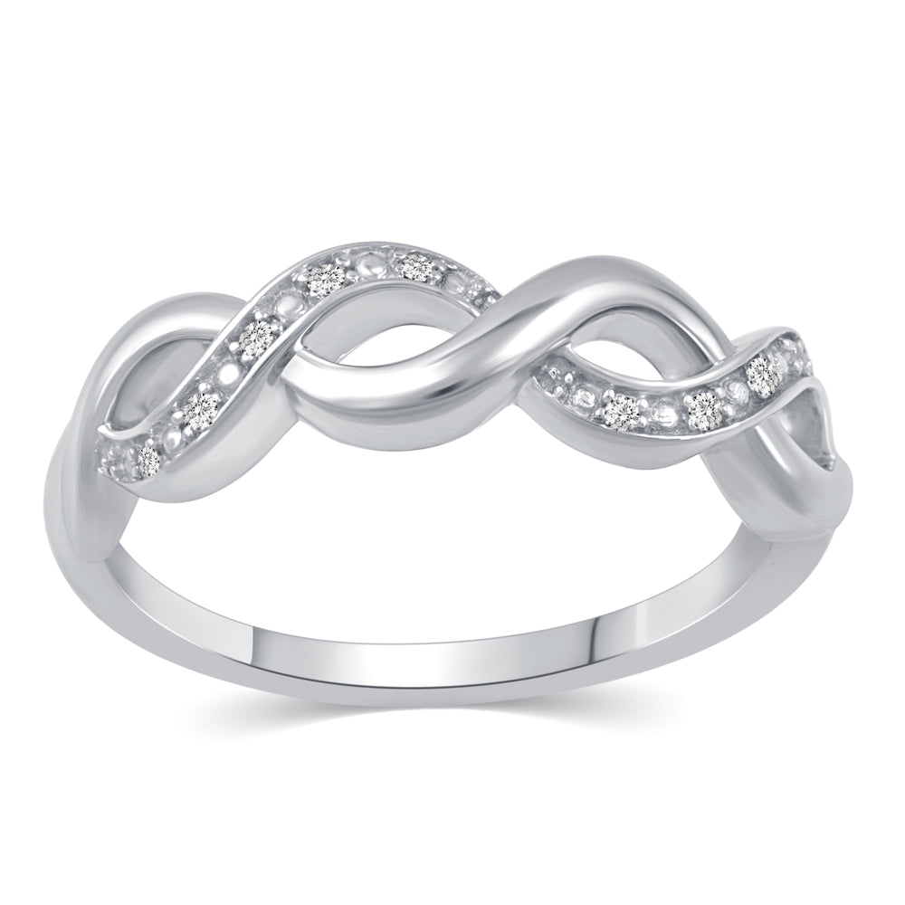Braided Knot Half Eternity Pave Ring in 925 Sterling Silver