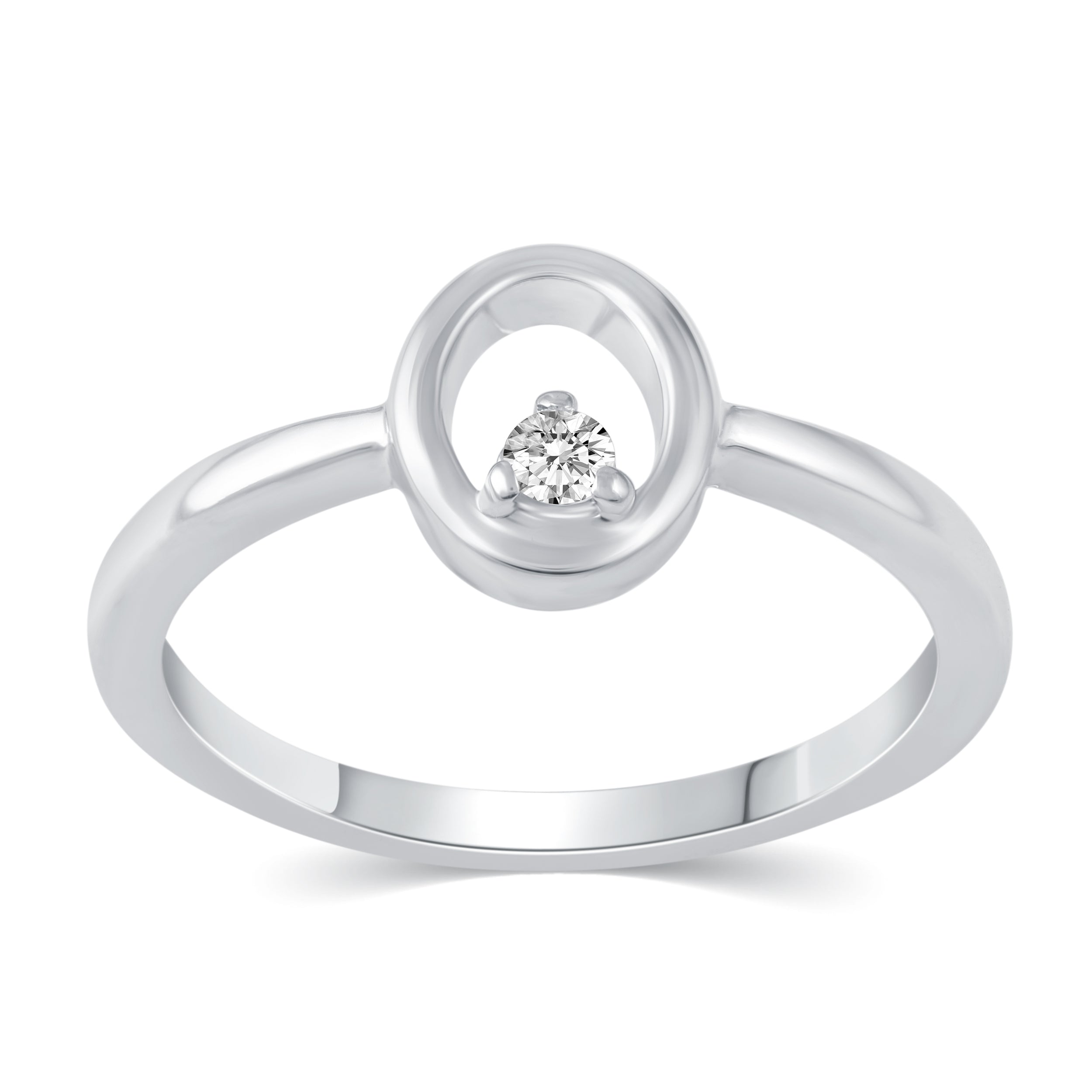 1/20 Cttw CZ Open Oval Floating Stone Ring in 925 Sterling Silver