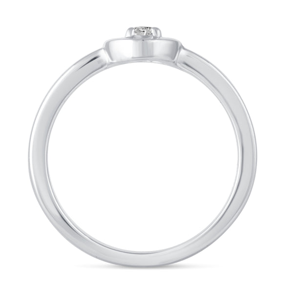1/20 Cttw CZ Open Oval Floating Stone Ring in 925 Sterling Silver