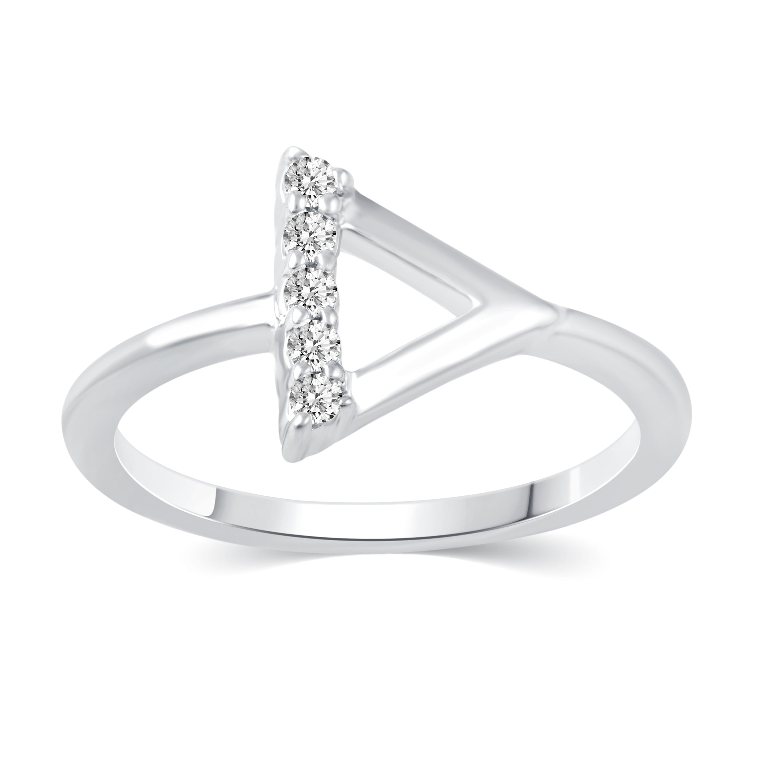 1/10 Cttw CZ Triangle Trillion Ring in 925 Sterling Silver