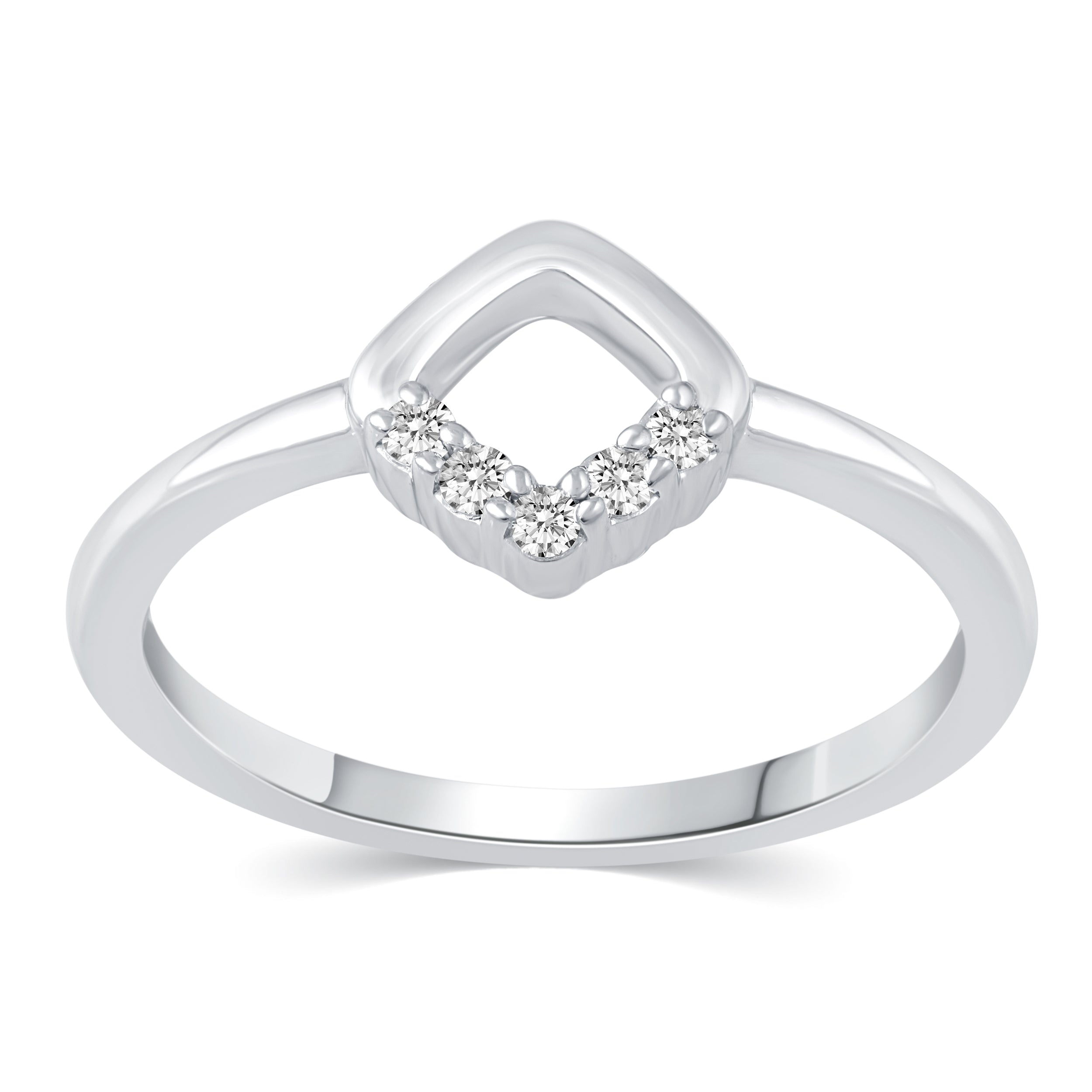 1/10 Cttw CZ Open Square Ring in 925 Sterling Silver
