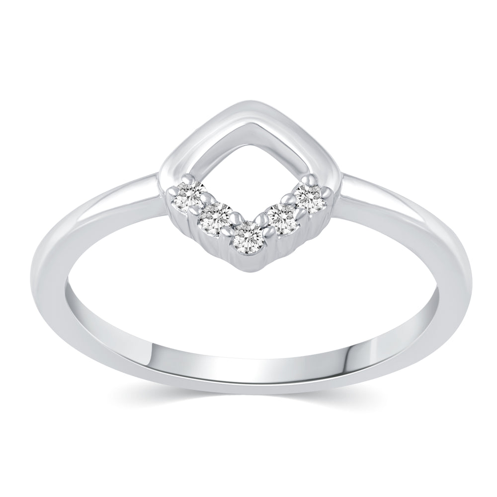 1/10 Cttw CZ Open Square Ring in 925 Sterling Silver
