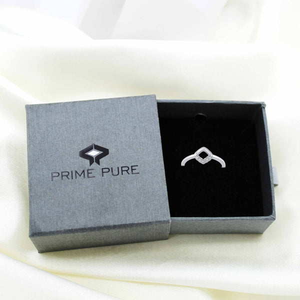 1/10 Cttw CZ Open Square Ring in 925 Sterling Silver