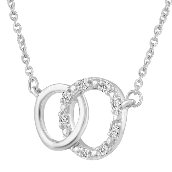 Prime and Pure 1/10 ctw CZ Circle Pendant Necklace set in 925 Sterling Silver