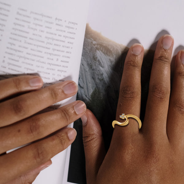 Floating Clover Promise Ring in 925 Sterling Silver Yellow Gold