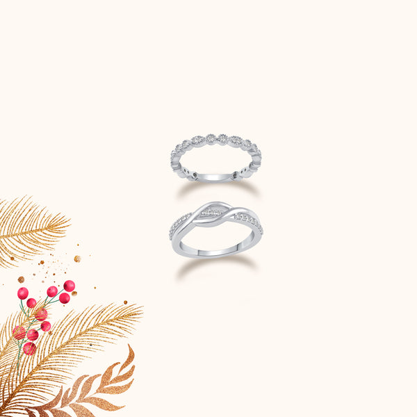 Pave Knot Waved Statement Ring Promise Band in 925 Sterling Silver