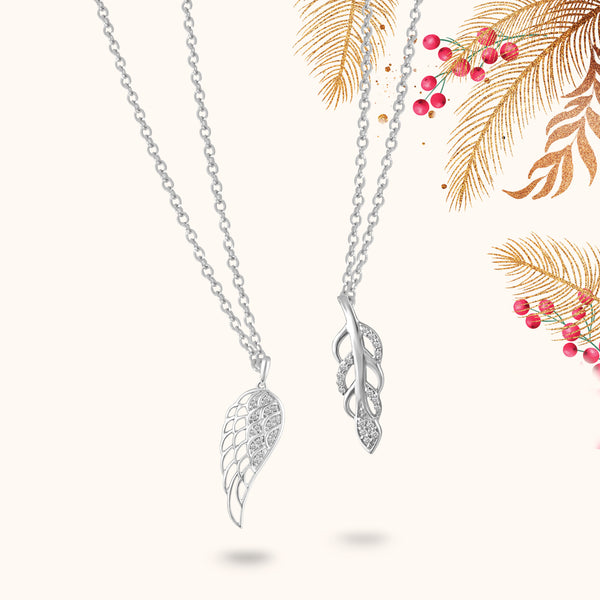 Angel Wing Feather Charm Necklace Pendant silver925 primeandpure