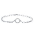 1/6 Cttw CZ Pave Circle Link Chain 7" Bracelet in 925 Sterling Silver