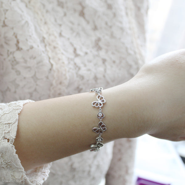 Butterflies Delicate Bracelet in 925 Sterling Silver