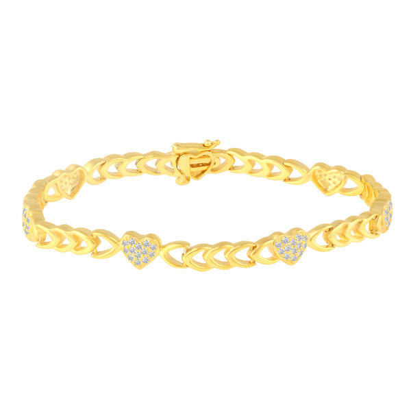 Heart Bracelet in 925 Sterling Silver Yellow Gold - Prime and Pure