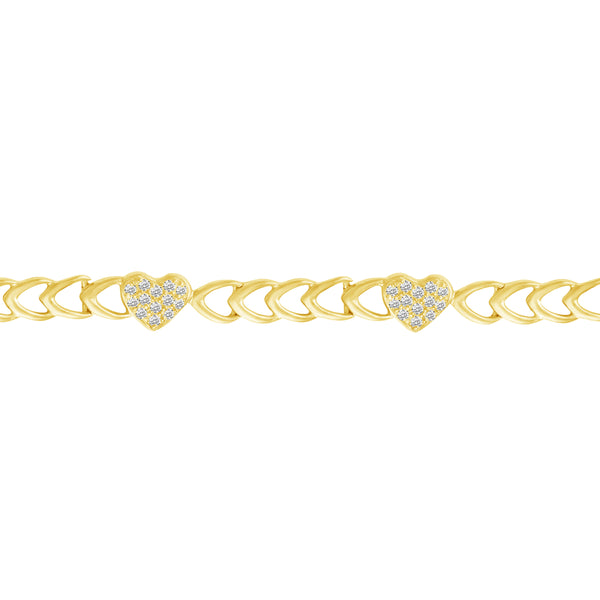 Heart Bracelet in 925 Sterling Silver Yellow Gold - Prime and Pure