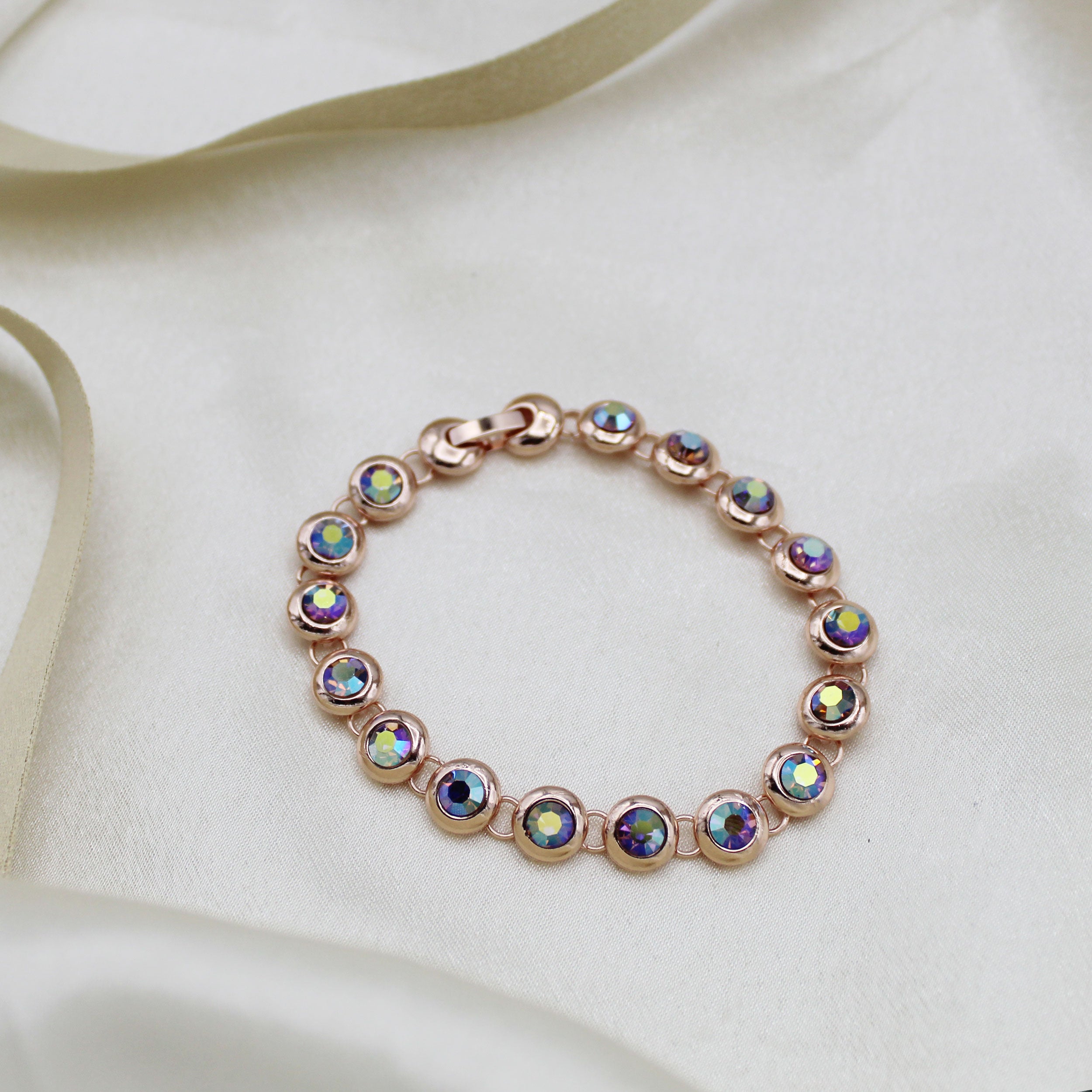 Colorful Hearts Bracelet w/ Swarovski Crystals | Rhodium Plated | Dahl –  Dahlia