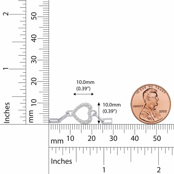 1/5 Cttw CZ Pave Heart Link Chain 7