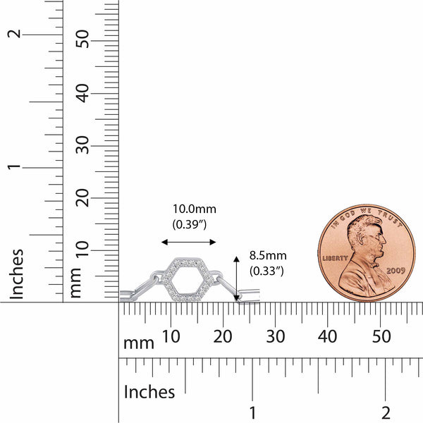 1/6 Cttw CZ Pave Hexagon Link Chain 7