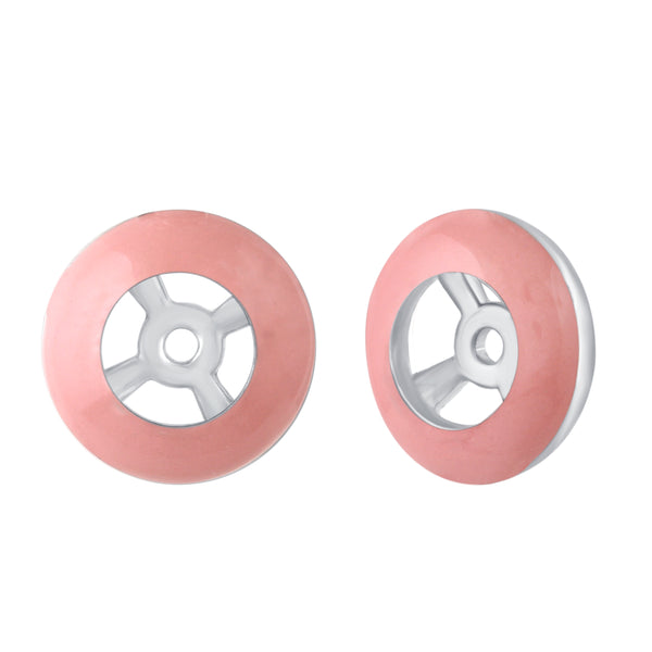 1/5 CTW CZ Removable Jacket Enamel Miracle Plate Stud Earrings in 925 Sterling Silver PINK