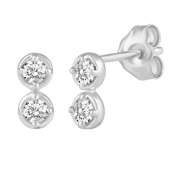 Prime and Pure 1/4 ctw CZ Duo Earrings set in 925 Sterling Silver