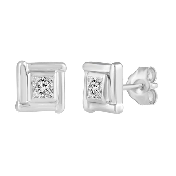 Prime and Pure 1/3 ctw CZ Stud Earrings set in 925 Sterling Silver