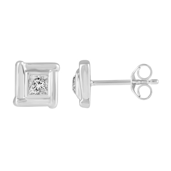 Prime and Pure 1/3 ctw CZ Stud Earrings set in 925 Sterling Silver