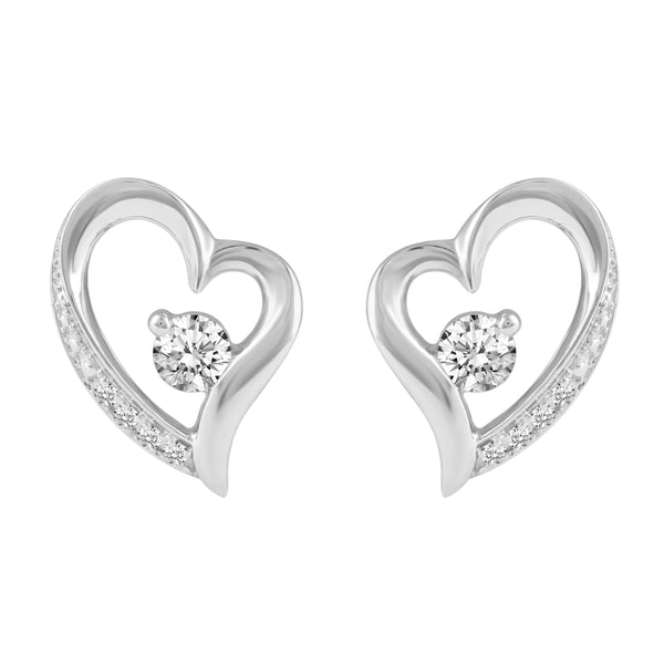 Prime and Pure 1/4ctw CZ Heart Earrings set in 925 Sterling Silver