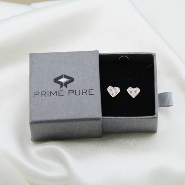 Yellow-tone Heart Love Cluster Stud Earrings in 925 Sterling Silver