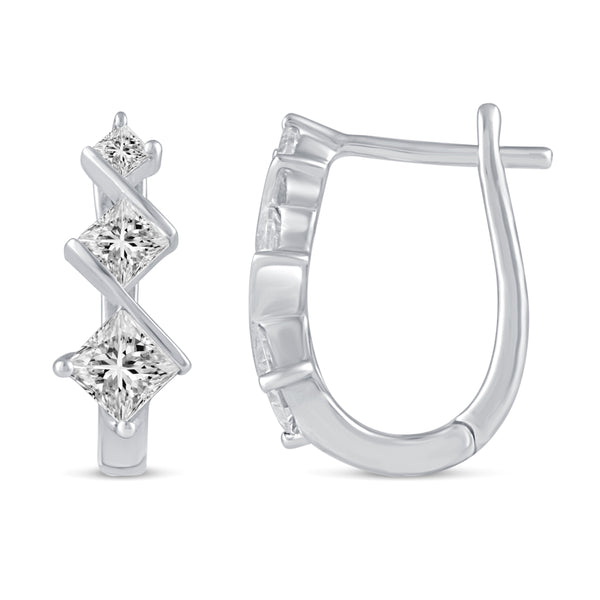 Floral Pave Hoop Huggies Earrings in 925 Sterling Silver - Prime and Pure