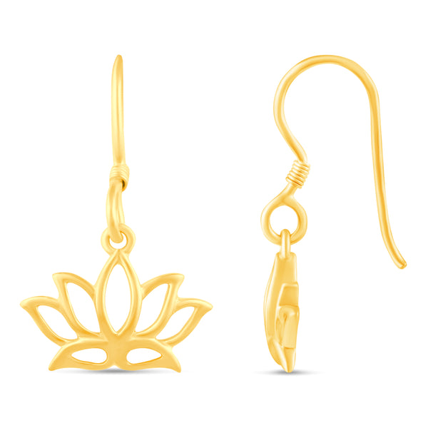 Open Lotus Flower Charm Drop Dangle Swing Earrings in 925 Sterling Silver - Prime and Pure