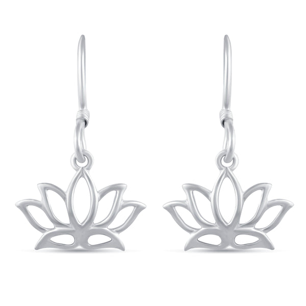 Open Lotus Flower Charm Drop Dangle Swing Earrings  sterlingsilver primeandpure