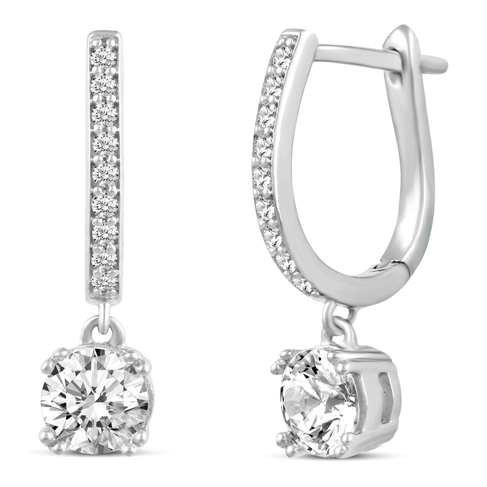Prime and Pure 1 3/4 cttw Round Cut Sparkly Drop Dangle Hoop Huggies Earrings by Prime and Pure