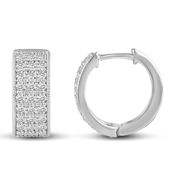 Pave Hoop Earrings Haggies in 925 Sterling Silver - Prime and Pure