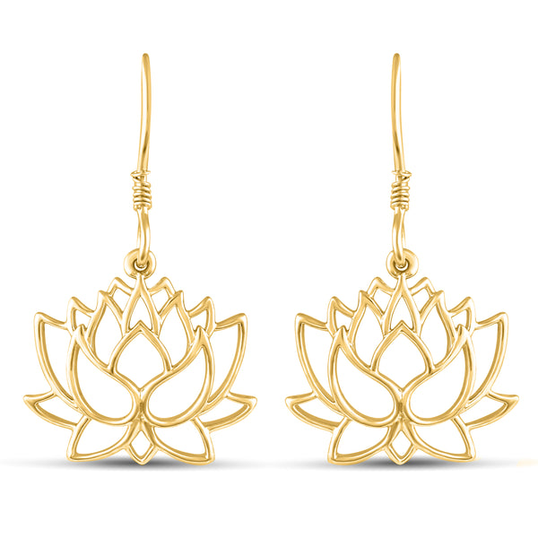 Open Lotus Lace Flower Drop Dangle Swing Earrings in 925 Sterling Silver