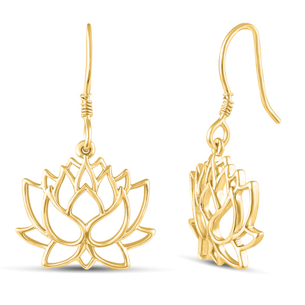 Open Lotus Lace Flower Drop Dangle Swing Earrings in 925 Sterling Silver